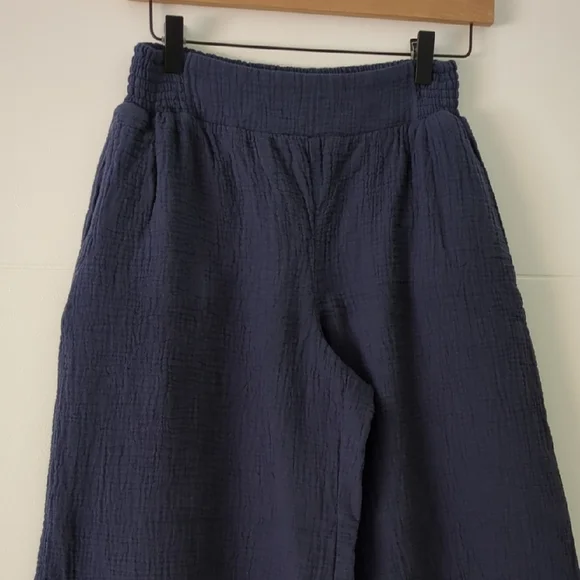 Echo Wide Leg Gauzy Beachy Boho Navy Pants Stretchy Waist Sz XS Vacation - Picture 2 of 6